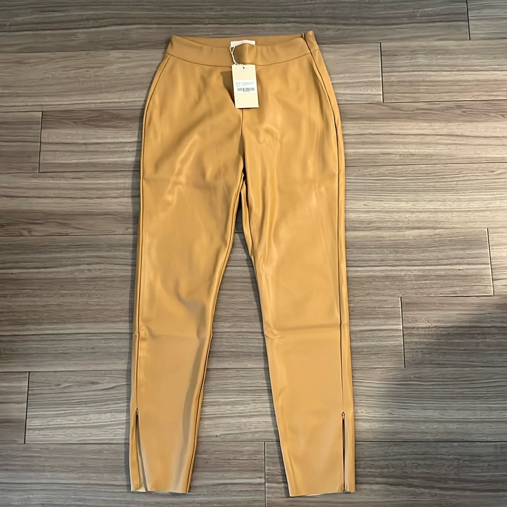 Meshki Shayla Skinny Vegan Leather Split
Pant | Tan | Size Large